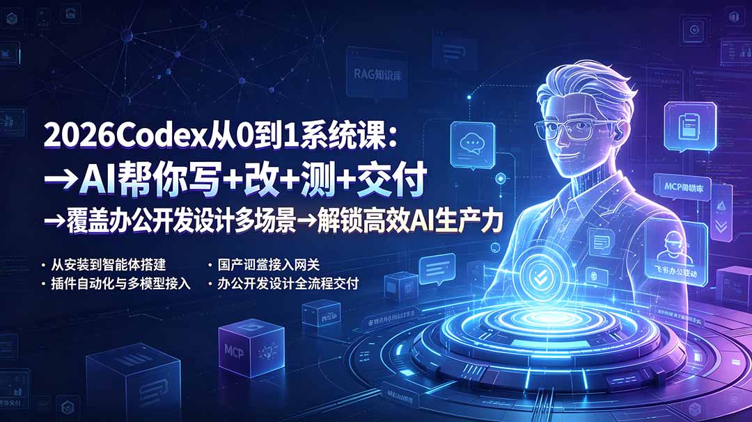 2026Codex从0到1系统课：→AI帮你写+改+测+交付→覆盖办公开发设计多场景→解锁高效AI生产力-宝藏屋创业网