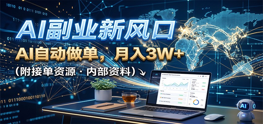 AI副业新风口，AI自动做单，月入3W+，附接单资源-宝藏屋创业网
