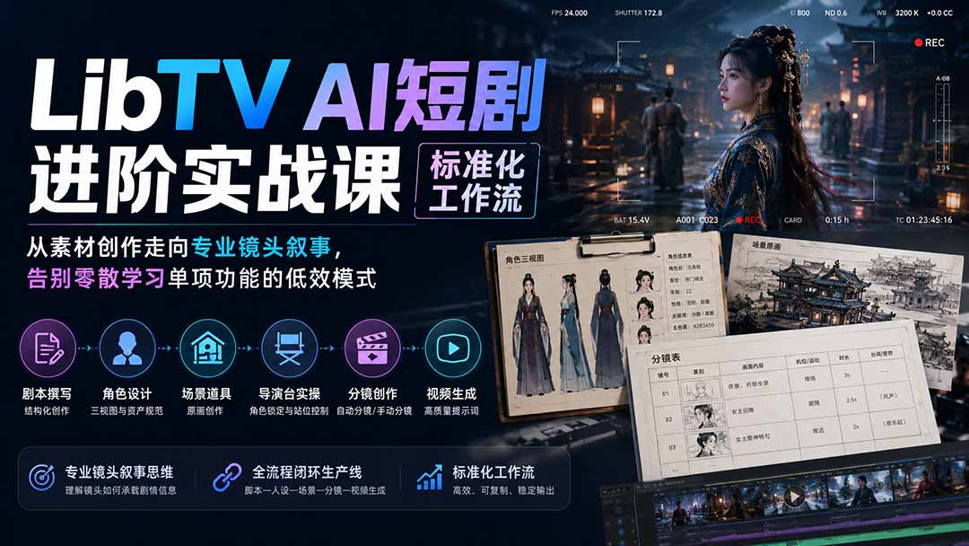 图片[2]-LibTV AI短剧进阶实操课标准化工作流；从素材创作走向专业镜头叙事，告别零散学习单项功能的低效模式-宝藏屋创业网