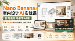 Nano Banana室内设计AI实战课,室内设计师必学AI课,用无限画布快速出效果图、做设计视频-宝藏屋创业网