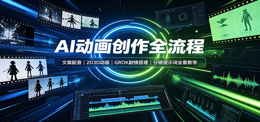 AI动画创作全流程：文案配音，2D3D动画，GROK剧情搭建，分镜提示词全套教学-宝藏屋创业网
