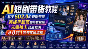 AI短剧带货教程,基于SD2.0的短剧带货,完播率超高的带货视频,无需抽卡品质拉满,从0到1完整实操流程-宝藏屋创业网