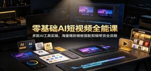 零基础AI短视频全能课：多款AI工具实操，海量爆款模板搭配剪辑带货全流程-宝藏屋创业网