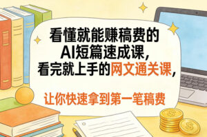 看懂就能賺稿费的AI短篇速成课,看完就上手的网文通关课,让你快速拿到第一笔稿费(更新8月)-宝藏屋创业网