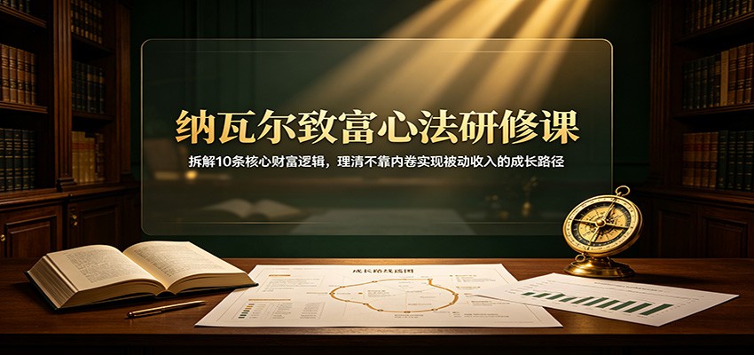 纳瓦尔致富心法研修课：拆解10条核心财富逻辑，理清不靠内卷实现被动收入的成长路径-宝藏屋创业网
