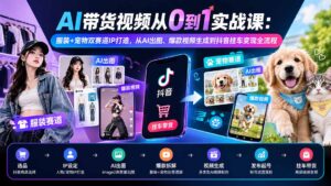 AI带货视频从0到1实战课:服装+宠物双赛道IP打造,从AI出图、爆款视频生成到抖音挂车变现全流程-宝藏屋创业网