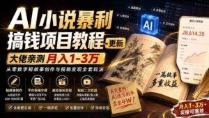 （20044期）AI小说暴利搞钱项目教程-更新，大佬亲测月入1-3万，从零教学短故事创作与投稿变现全套玩法-宝藏屋创业网