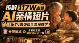 拆解117W点赞AI亲情短片，LibTV喂饭级全流程教学，分镜脚本+全套可直接复制提示词分享-宝藏屋创业网