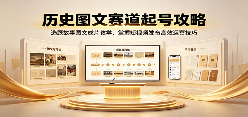 历史图文赛道起号攻略：选题故事图文成片教学，掌握短视频发布高效运营技巧-宝藏屋创业网