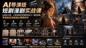 AI导演级短剧漫剧实战课：从剧本分镜、人物场景到导演控制台与一致性控制，零基础完成连续AI视频创作 (更新-宝藏屋创业网