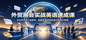 外贸展会实战英语速成课：全业务场景口语教学，配套实景对话快速对接海外客商-宝藏屋创业网