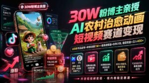 30W粉博主亲授AI农村治愈动画短视频赛道变现:60条作品起号×单条涨粉1W+×极易进精选+伙伴计划,稳定收益×日入400+-宝藏屋创业网