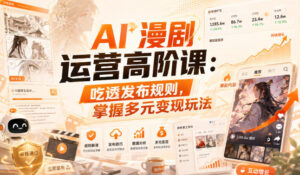 AI漫剧运营高阶课:吃透发布规则,掌握多元变现玩法-宝藏屋创业网