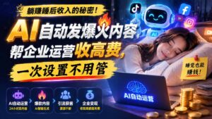 躺赚睡后收入的秘密!AI 自动发爆火内容,帮企业运营收高费,一次设置不用管【原创双语字幕】-宝藏屋创业网