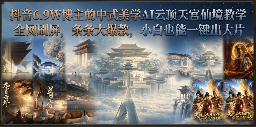 抖音6.9W博主的中式美学AI云顶天宫仙境教学，全网刷屏，条条大爆款，小白也能一键出大片-宝藏屋创业网
