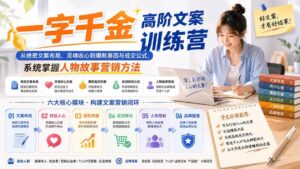 (20127期)一字千金高阶文案训练营:从绝密文案布局、灵魂收心到爆款基因与成交公式,系统掌握人物故事营销方法-宝藏屋创业网