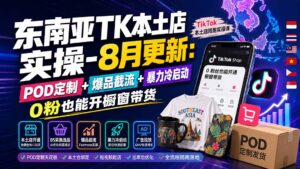 东南亚TK本土店实操-8月更新:POD定制+爆品截流+暴力冷启动,0粉也能开橱窗带货-宝藏屋创业网