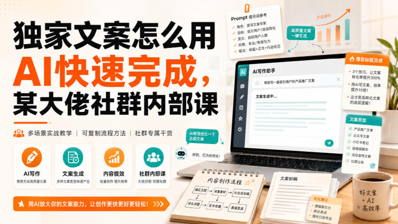 独家文案怎么用AI快速完成，某大佬社群内部课-宝藏屋创业网