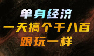 单身经济，拿出执行力一天搞个千八百跟玩一样，普通人随时入局，且长期可做【揭秘】-宝藏屋创业网