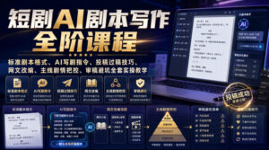 短剧AI剧本写作全阶课程｜标准剧本格式、AI写剧指令、投稿过稿技巧、网文改编、主线剧情把控、审稿避坑全套实操教学-宝藏屋创业网