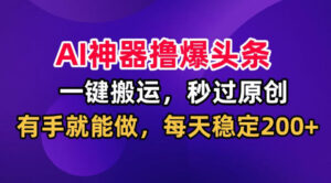 AI神器撸爆头条,一键搬运,秒过原创,有手就能做,每天稳定200+【揭秘】-宝藏屋创业网