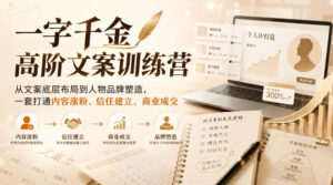 一字千金高阶文案训练营,从文案底层布局到人物品牌塑造,一套打通内容涨粉、信任建立、商业成交-宝藏屋创业网