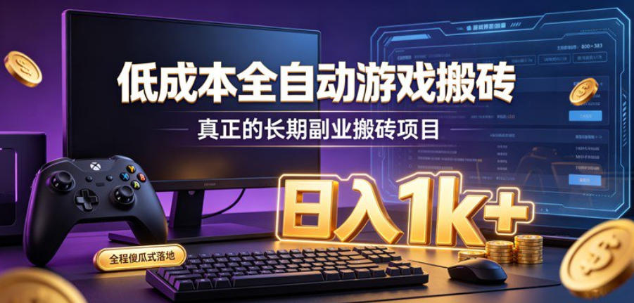低成本全自动游戏搬砖，真正的长期副业搬砖项目，日入1k+，全程傻瓜式落地【揭秘】-宝藏屋创业网