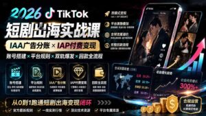 2026TikTok短剧出海实战课:IAA广告分账×IAP付费变现×账号搭建×平台规则×双轨爆发×回款全流程-宝藏屋创业网