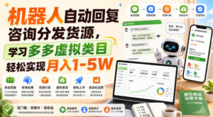 机器人自动回复咨询分发货源，学习多多虚拟类目轻松实现月入1-5W【揭秘】-宝藏屋创业网