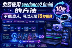 免费使用seedance2.0mini的方法，不能真人，可以无限10秒视频，9图+3音频参考-宝藏屋创业网