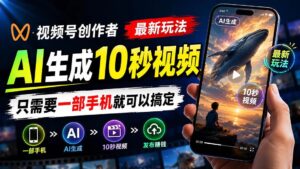 (20136期)视频号创作者最新玩法,AI生成10秒视频,只需要一部手机就可以搞定-宝藏屋创业网