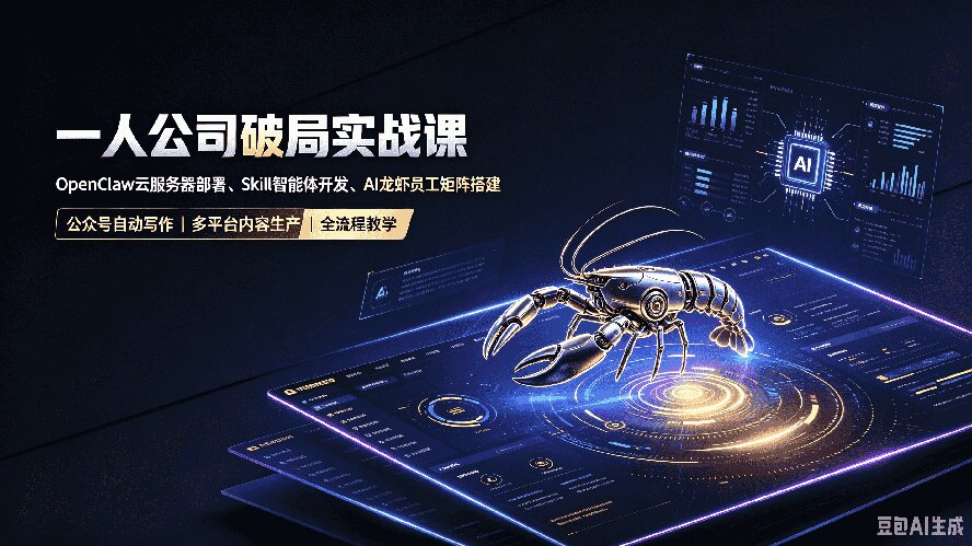一人公司破局实战课｜OpenClaw云服务器部署、Skill智能体开发、AI龙虾员工矩阵搭建，公众号自动写作与多平台内容…-宝藏屋创业网