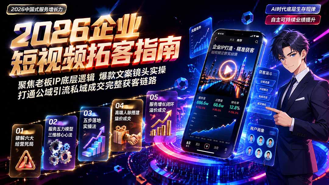 2026AI时代服务增长力实战课-无水印｜五力模型三维心法教学，破解门店客源流失低价内卷实现长效业绩增长-宝藏屋创业网