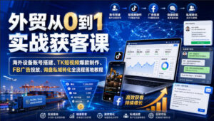 外贸从0到1实战获客课|海外设备账号搭建、TK短视频爆款制作、FB广告投放、询盘私域转化全流程落地教程-宝藏屋创业网