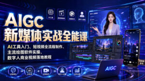 AIGC新媒体实战全能课|AI工具入门、短视频全流程制作、主流绘图软件实操、数字人商业视频落地教程-宝藏屋创业网