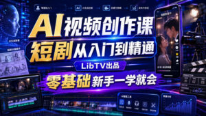 AI视频创作课,短剧从入门到精通,LibTV出品,零基础新手一学就会-宝藏屋创业网