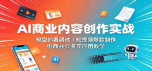 AI商业内容创作实战:模型部署调试,短视频爆款制作,电商办公多元应用教学-宝藏屋创业网