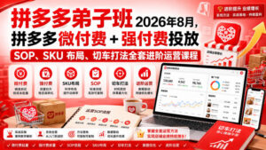 Ay干多多‑拼多多弟子班2026年8月,拼多多微付费+强付费投放SOP、SKU布局、切车打法全套进阶运营课程-宝藏屋创业网