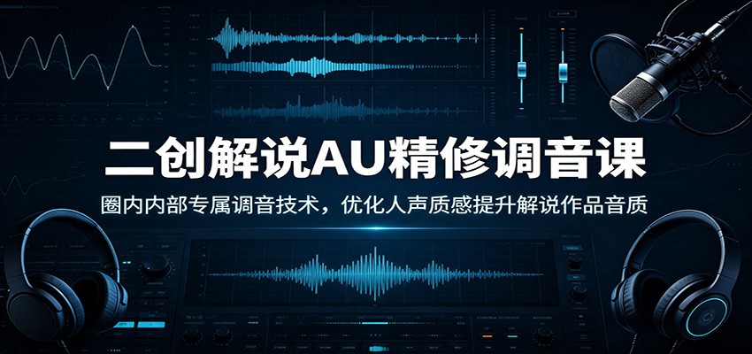 二创解说AU精修调音课：圈内内部专属调音技术，优化人声质感提升解说作品音质-宝藏屋创业网