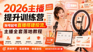 2026主播提升训练营,账号起号直播搭建投流,主播全套落地教程-宝藏屋创业网