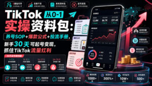 TikTok从0-1实操资料包:养号SOP+爆款公式+投流手册,新手30天可起号变现,抓住TikTok流量红利-宝藏屋创业网