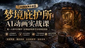 梦境庇护所AI动画实战课:7.6W粉丝博主亲授第一人称POV制作,从零起步到多平台发布变现全流程-宝藏屋创业网