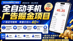 广告联盟全自动掘金，长期稳定，每天300+，无需技术，无需经验，长久可做【揭秘】-宝藏屋创业网