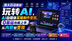 用大白话教你玩转AI,AI自媒体实操制作变现,0基础也能上手,从内容到变现-宝藏屋创业网