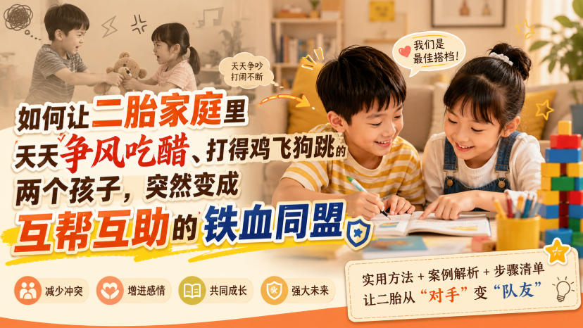 付费文章：如何让二胎家庭里天天争风吃醋、打得鸡飞狗跳的两个孩子，突然变成互帮互助的铁血同盟？-宝藏屋创业网