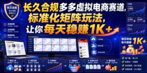 长久合规多多虚拟电商赛道,标准化矩阵玩法,让你每天稳賺1K+【揭秘】-宝藏屋创业网