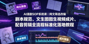 AI漫剧SOP系统课|网文筛选改编、剧本规范、文生图图生视频成片、配音剪辑全流程标准化落地教程(更新0826)-宝藏屋创业网