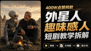 400W点赞同款外星人趣味感人短剧教学拆解,视频+文档教+提示词-宝藏屋创业网