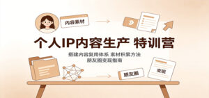 个人IP内容生产特训营:搭建内容复用体系,素材积累方法,朋友圈变现指南-宝藏屋创业网