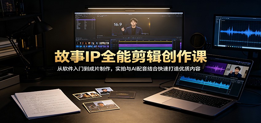 故事IP全能剪辑创作课：从软件入门到成片制作，实拍与AI配音结合快速打造优质内容-宝藏屋创业网